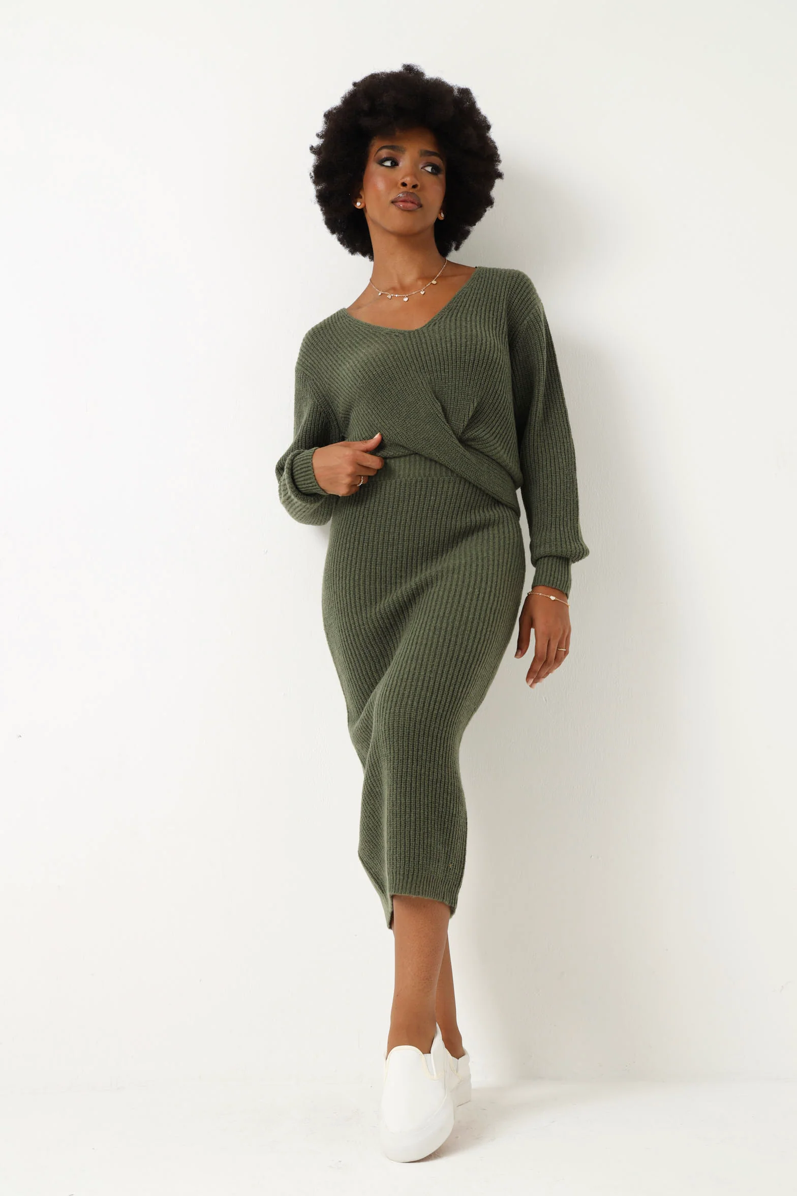 Knitwear Midi Skirt - Fatigue - Image 2