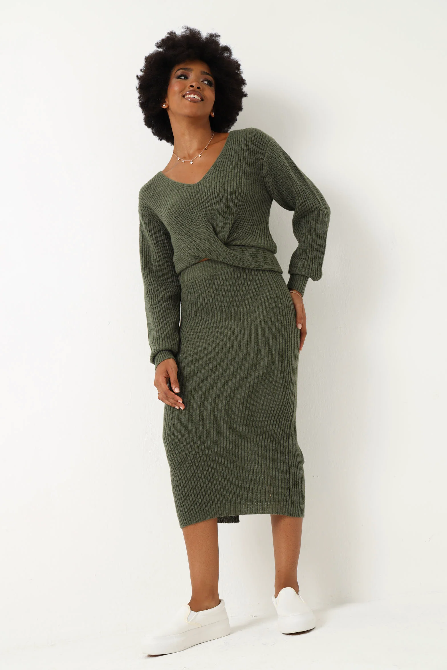 Knitwear Midi Skirt - Fatigue - Image 7