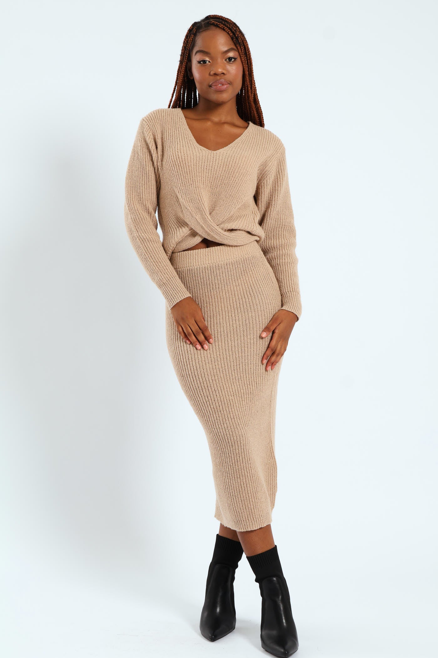 Knitwear Midi Skirt - Stone - Image 2