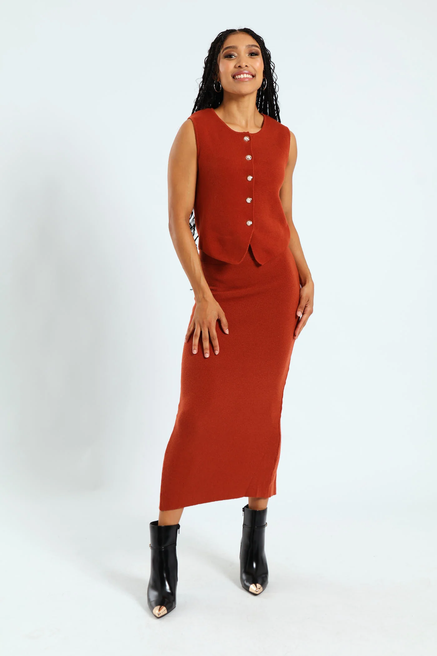 Knitwear Waistcoat - Rust - Image 2
