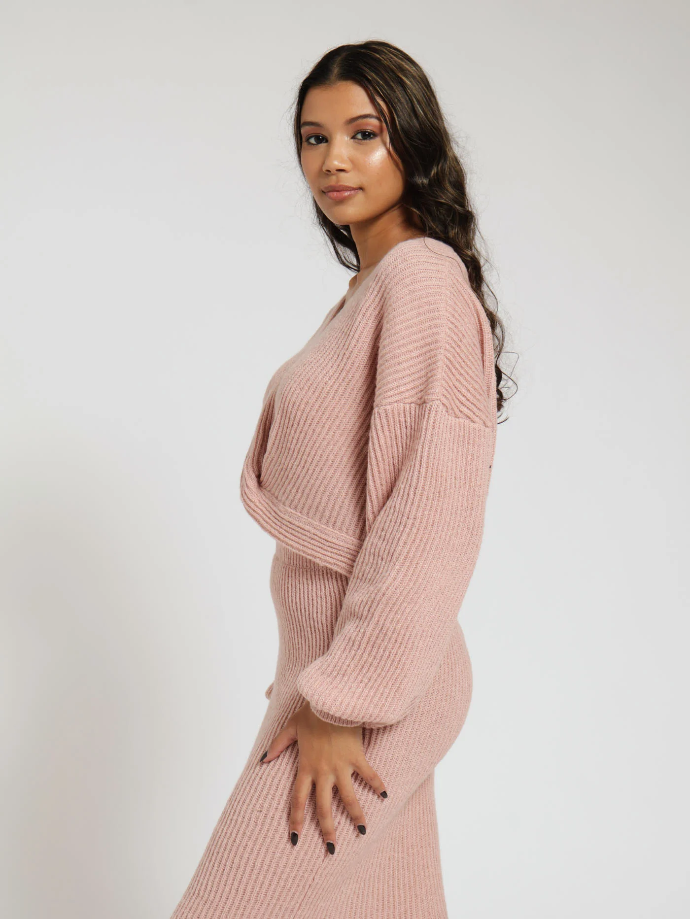 Knot Front Pullover - Dusty Pink - Image 2