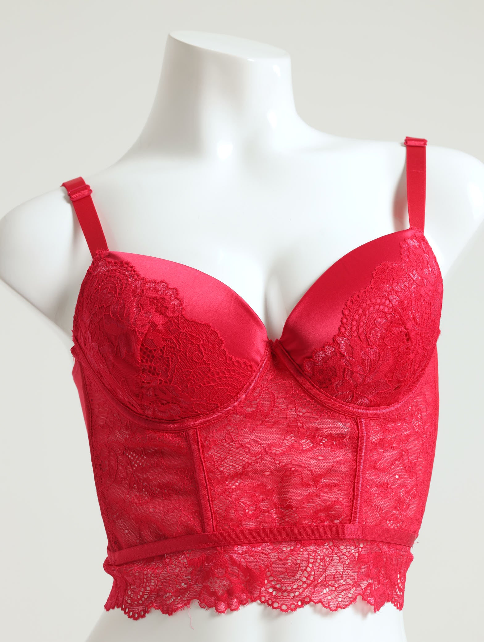 Lace Corset Bra - Red