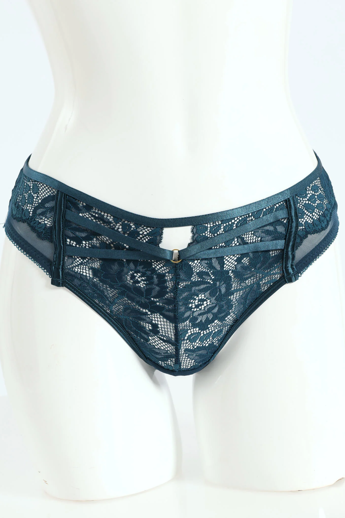 Lace High Waisted Brazilian Panty - Reflecting Pond