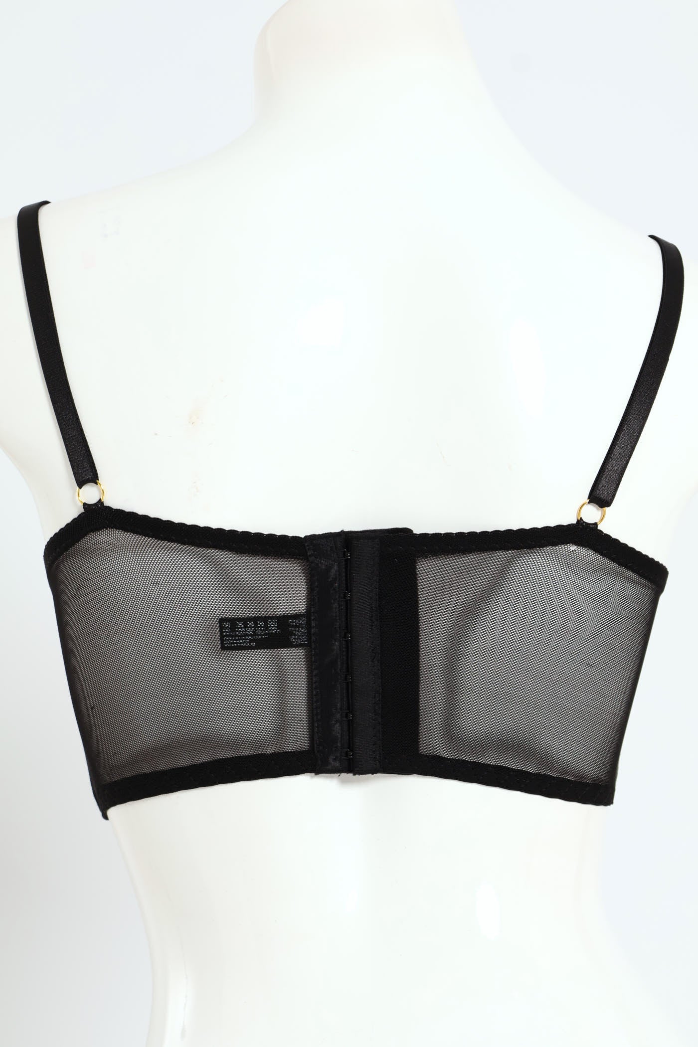 Lace Longline Plunge T-Shirt Bra With Chain Detail - Black - Image 3