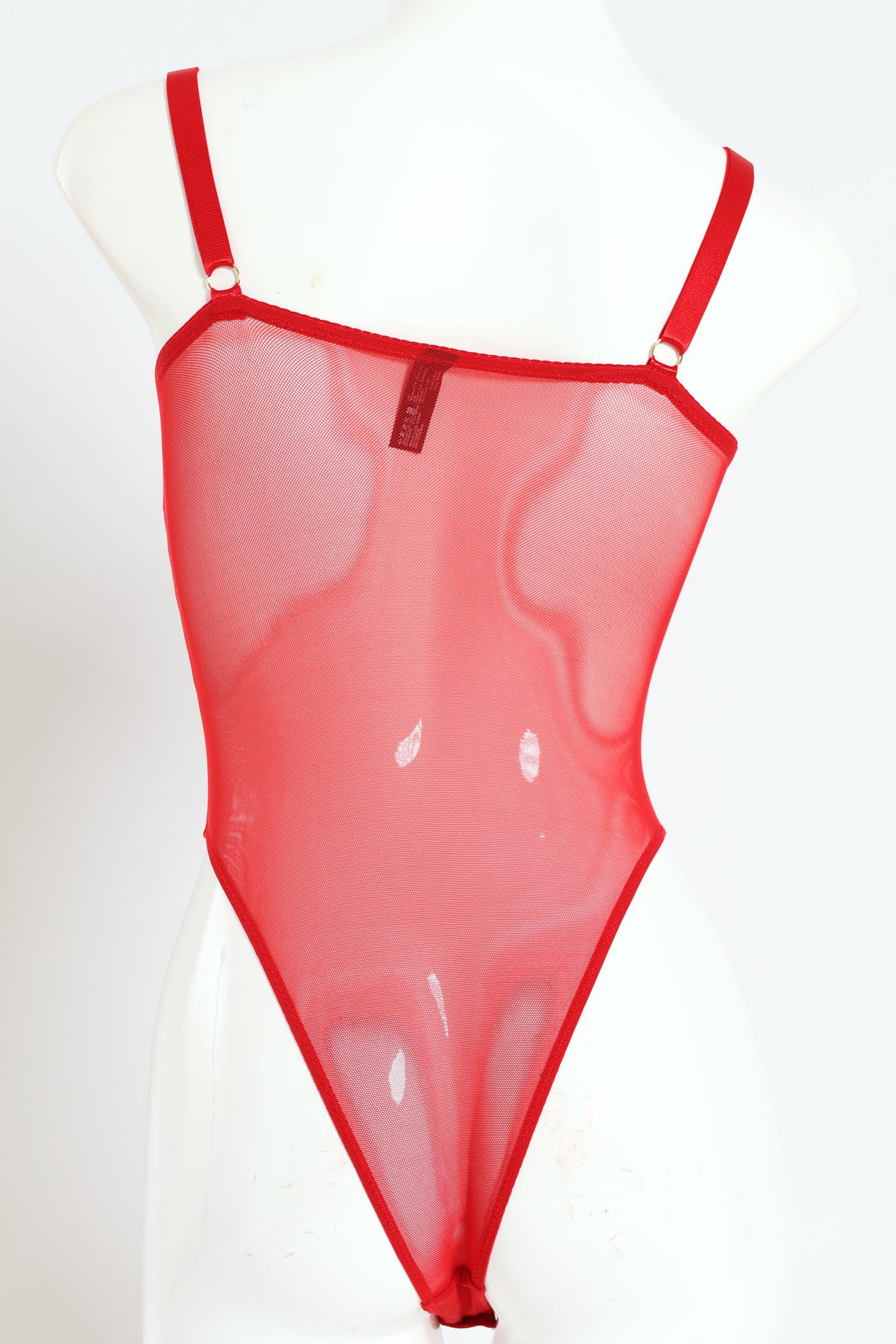 Lace Push Up Bodysuit - Red - Image 4