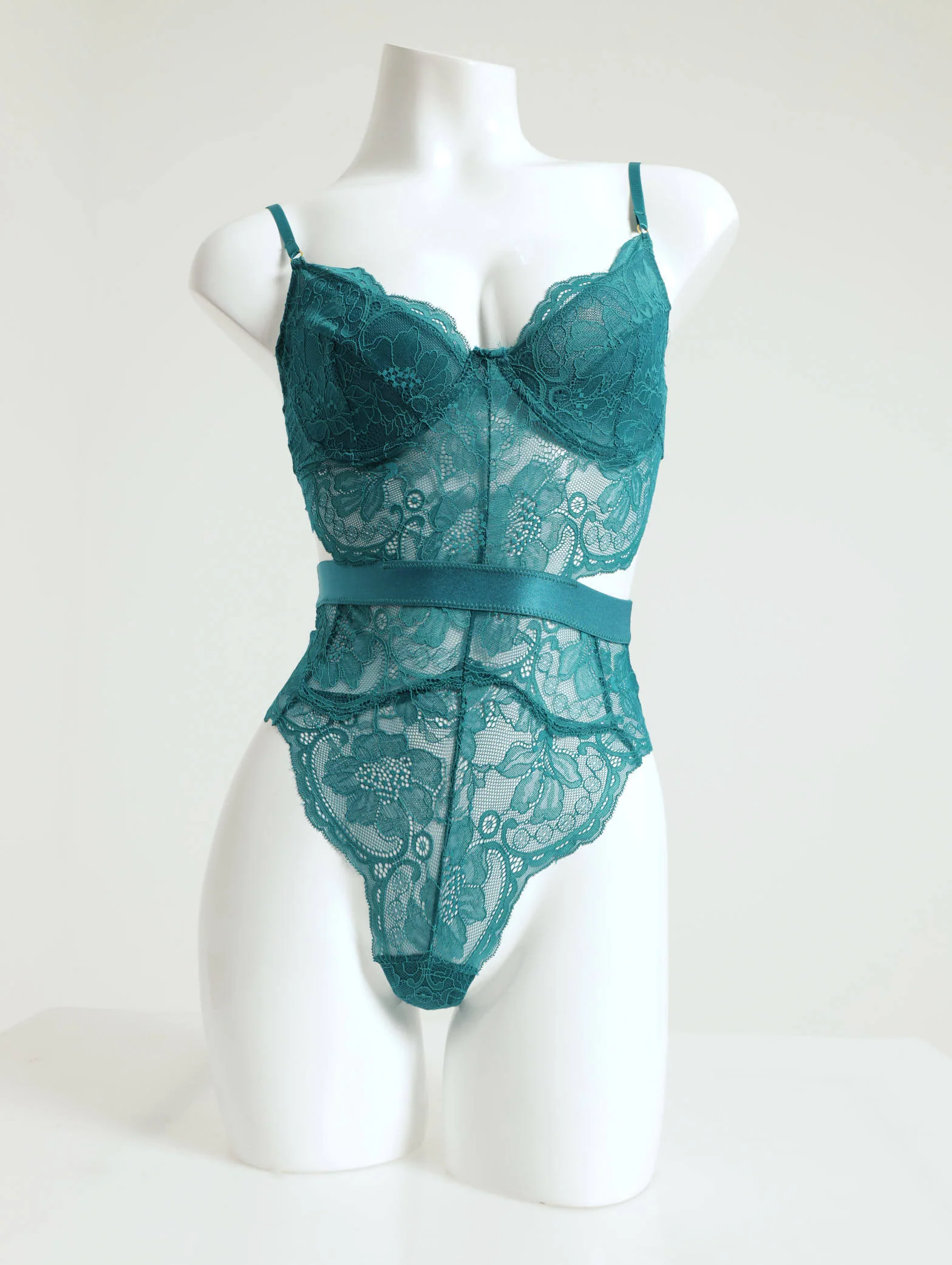 Lace Underwire Bodysuit - Green