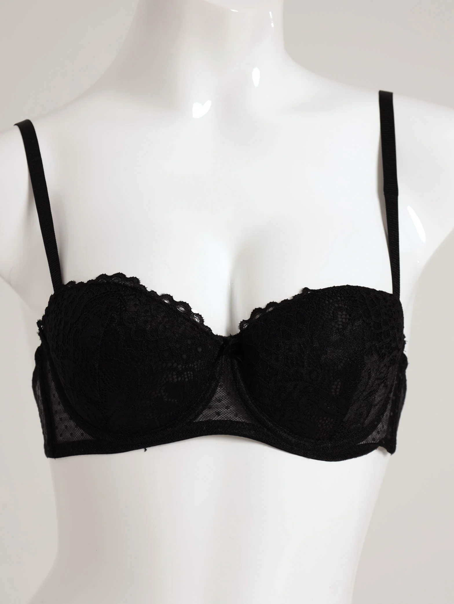 2 Pack Lace/Dobby Balconette Bra - Red/Black - Image 2