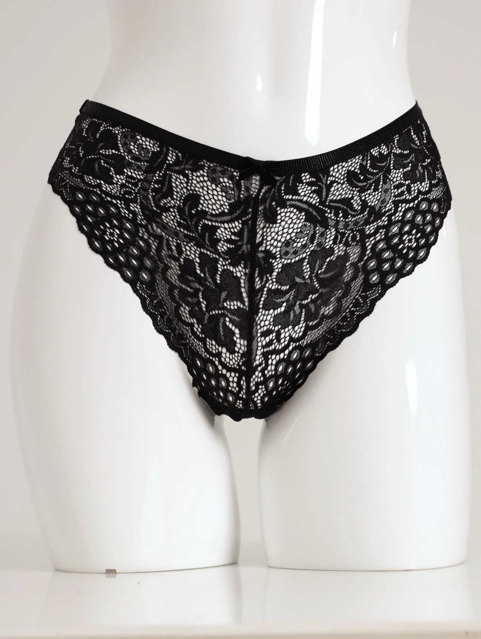 2 Pack Lace/Dobby Brazilian Panty- Red/Black - Image 2