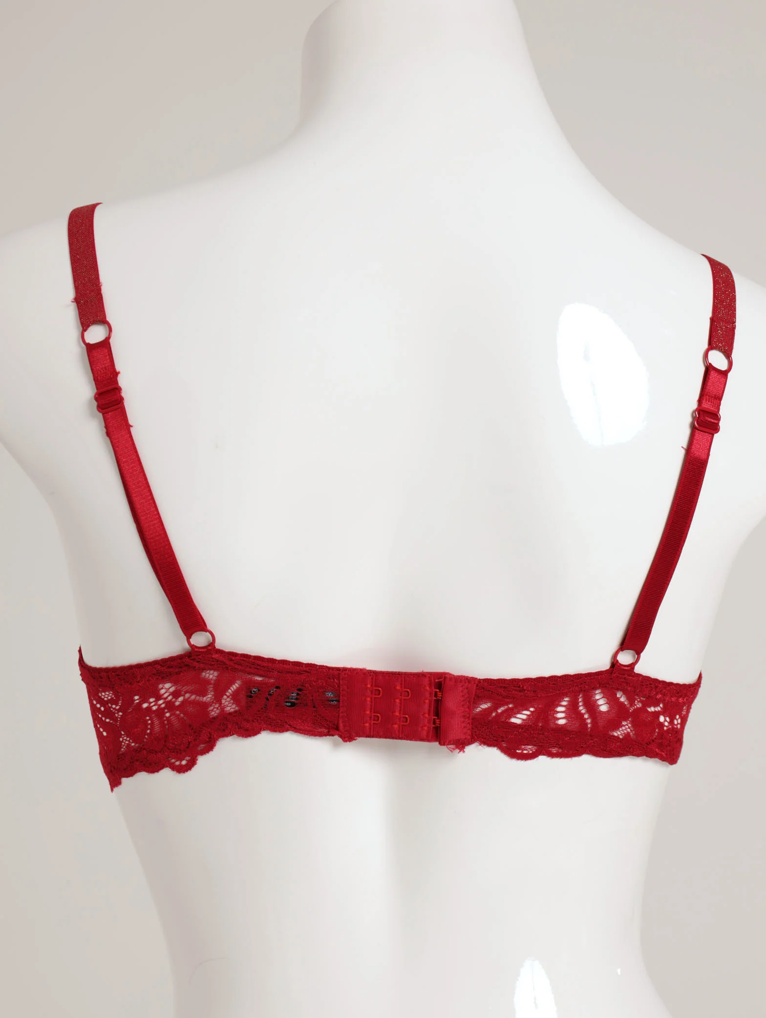 2 Pack Lurex Elastic Balconett Bra - Red/Mocha - Image 3