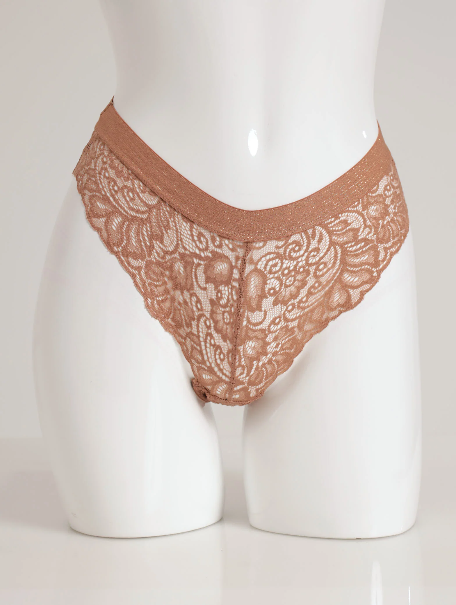 2 Pack Lurex Elastic Bikini Panty - Red/Mocha - Image 2