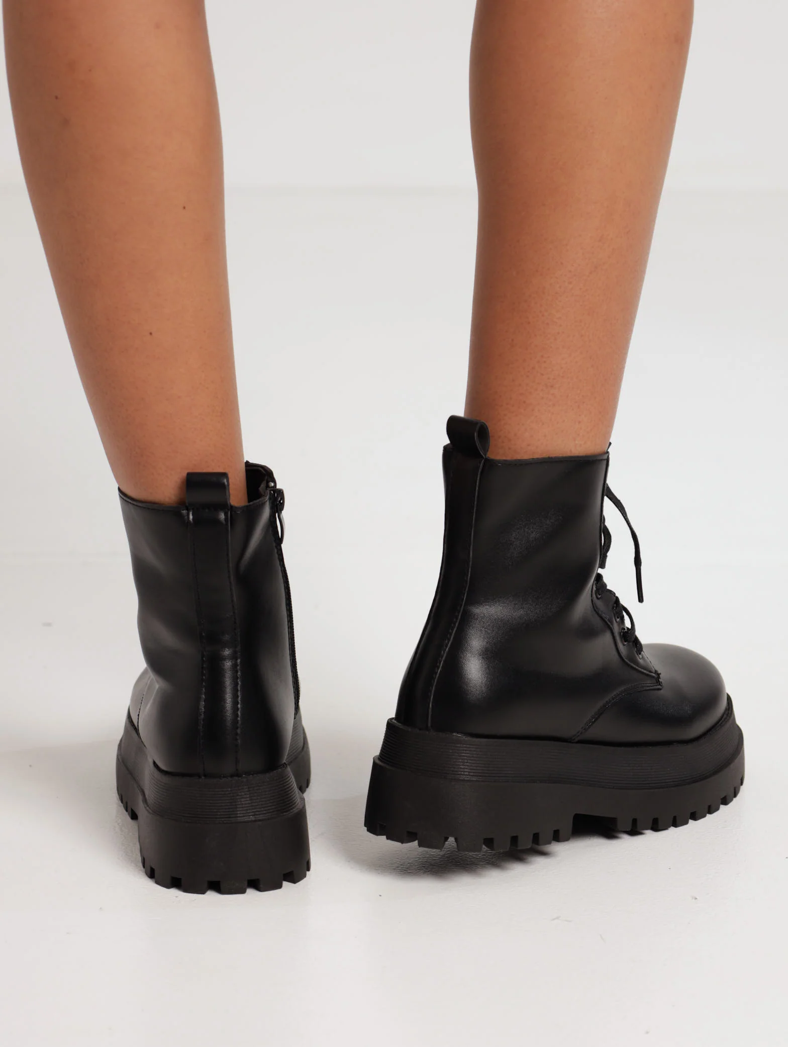 Ankle Military Chelsea Lace Up Boot - Black - Image 3