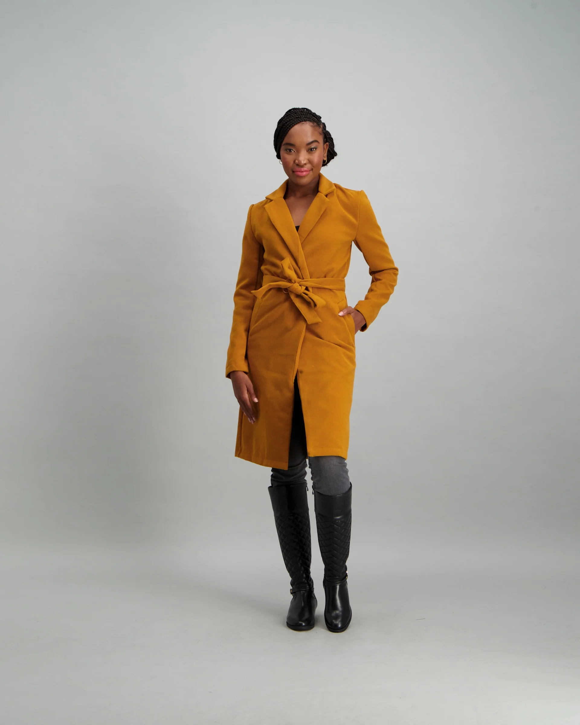 Belted Long Sleeve Jacket - Gold