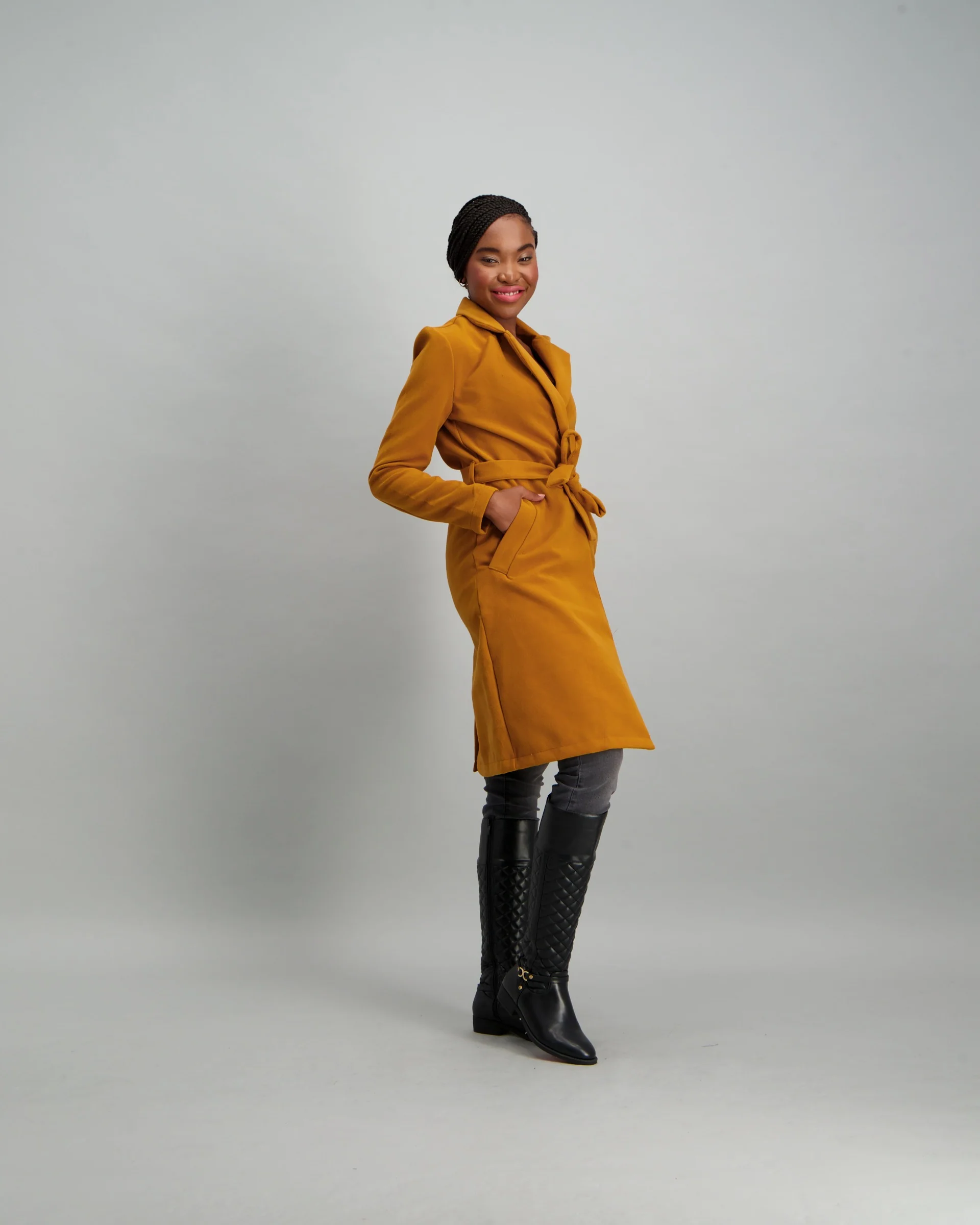 Belted Long Sleeve Jacket - Gold - Image 3