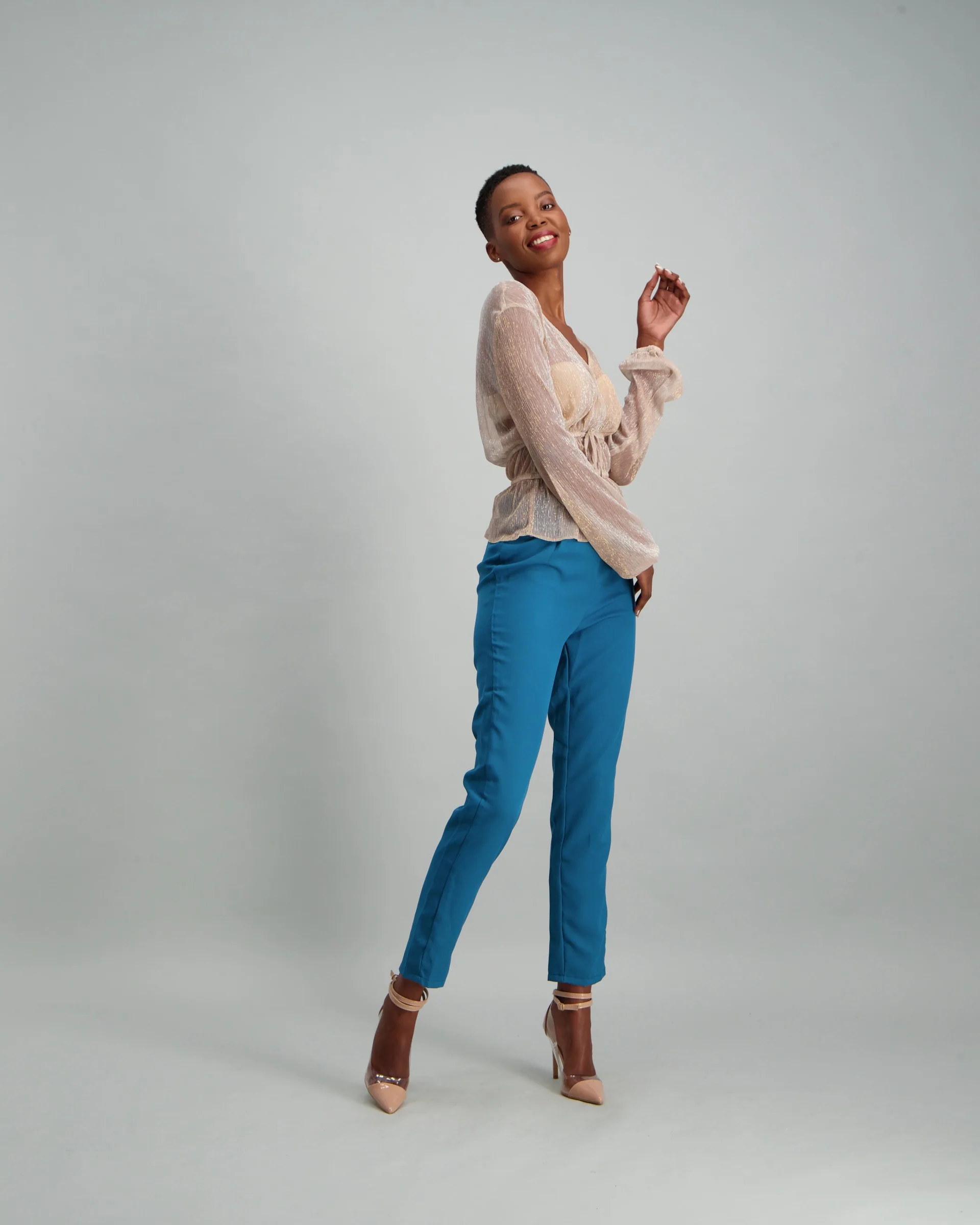 Belted Pleated Slim Pant - Ink - Image 2