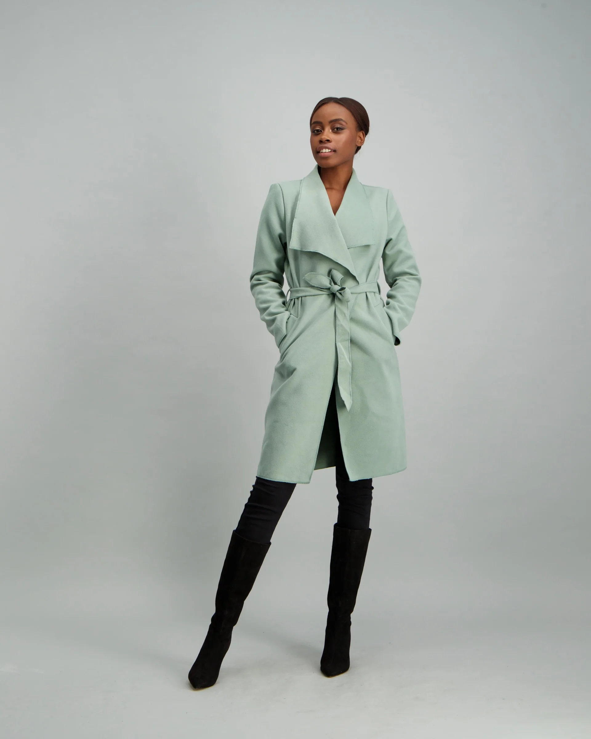 Big Collar Unlined Jacket - Sage - Image 2