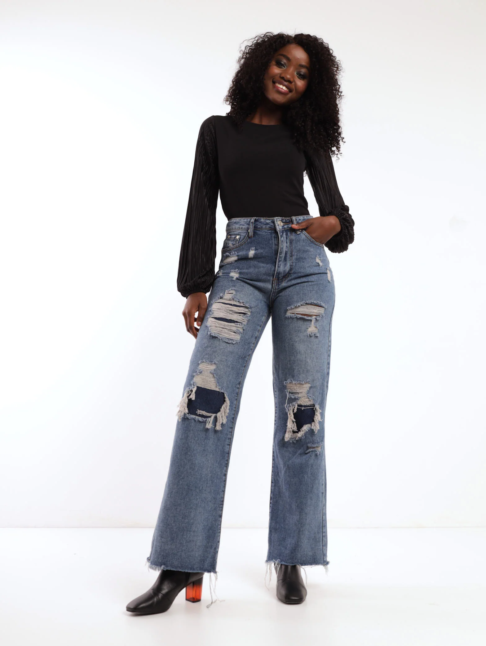Bodre Long Sleeve Top - Black - Image 2