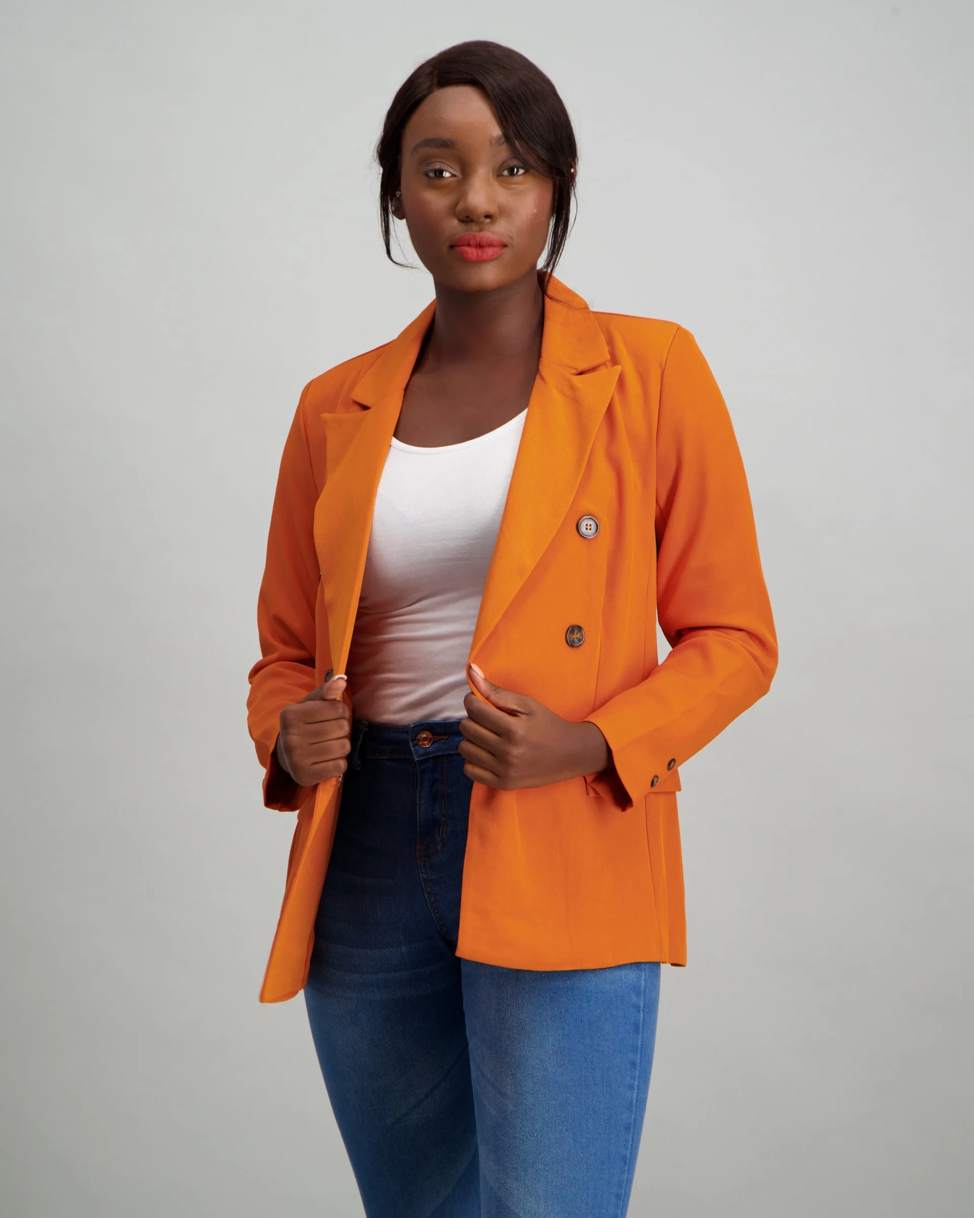 Buttoned Blazer Set - Mustard