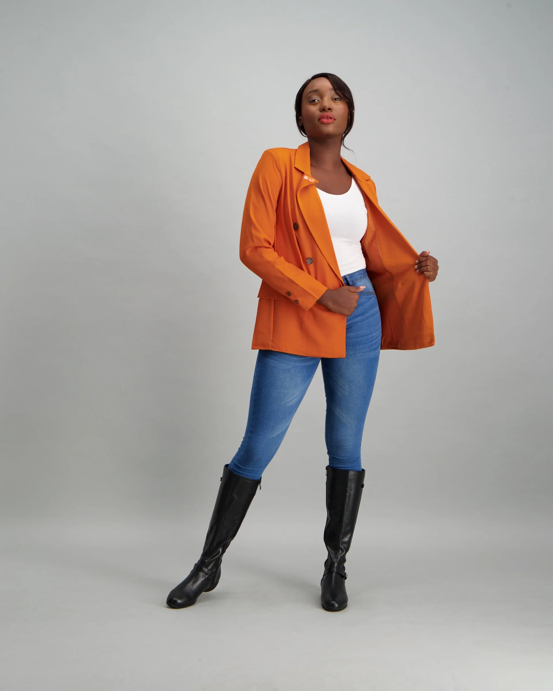 Buttoned Blazer Set - Mustard - Image 2