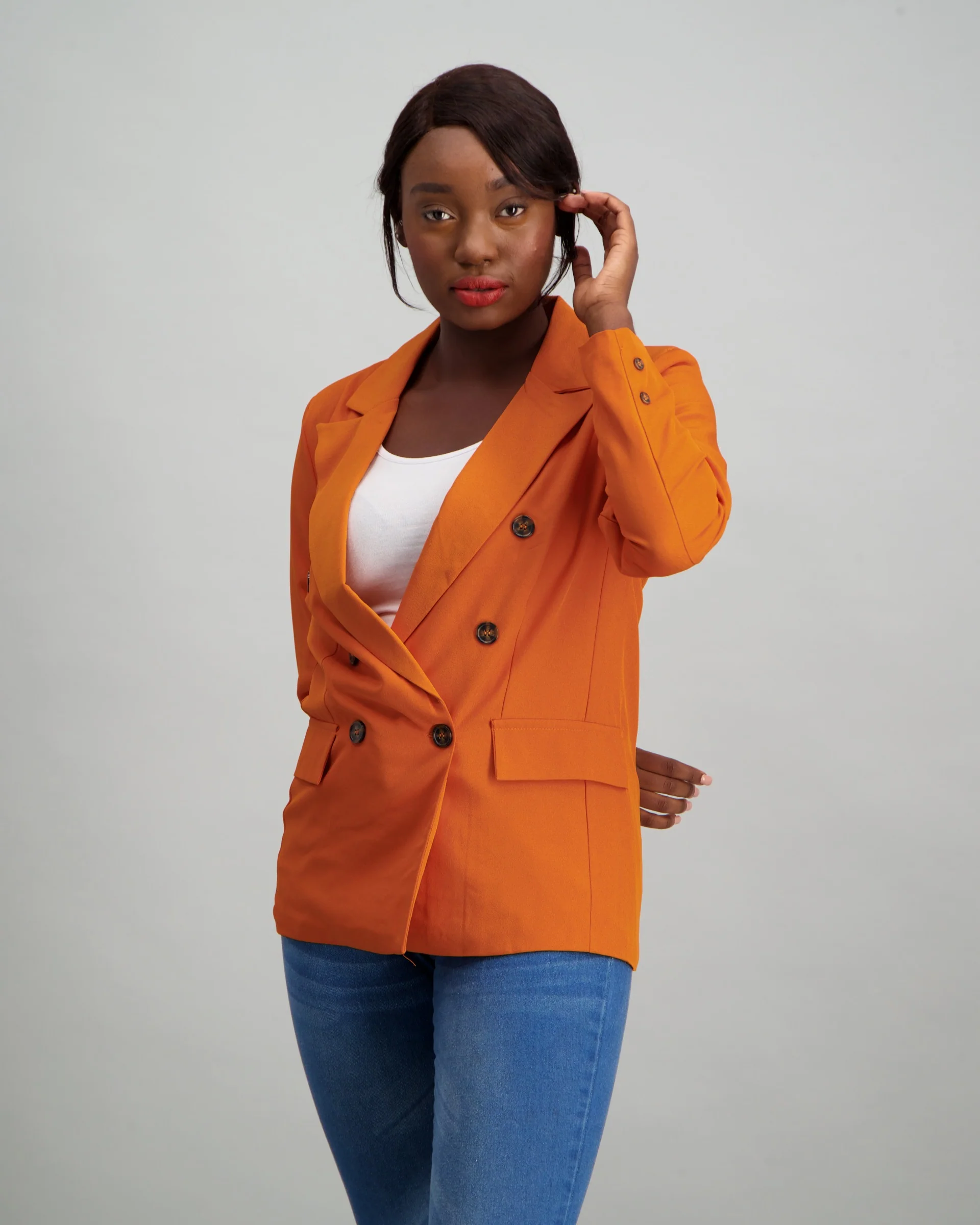 Buttoned Blazer Set - Mustard - Image 3