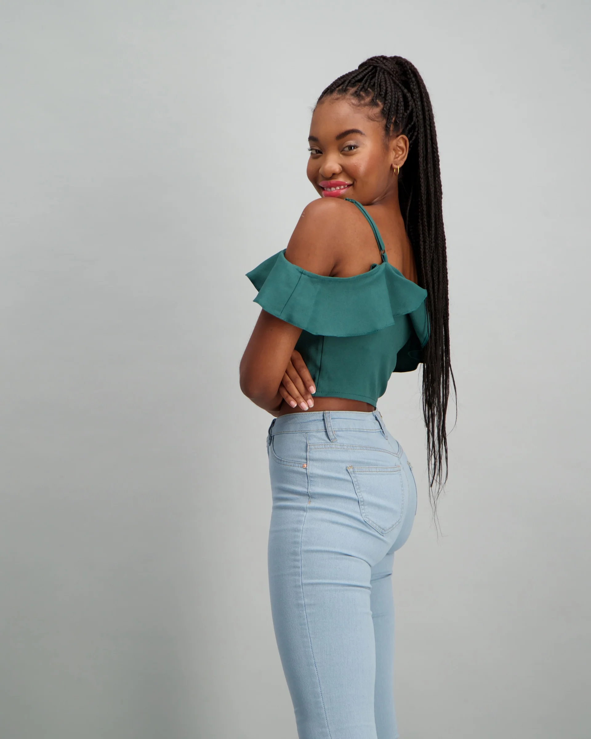 Buttoned Frill Detail Sleeve Top - Sage - Image 3
