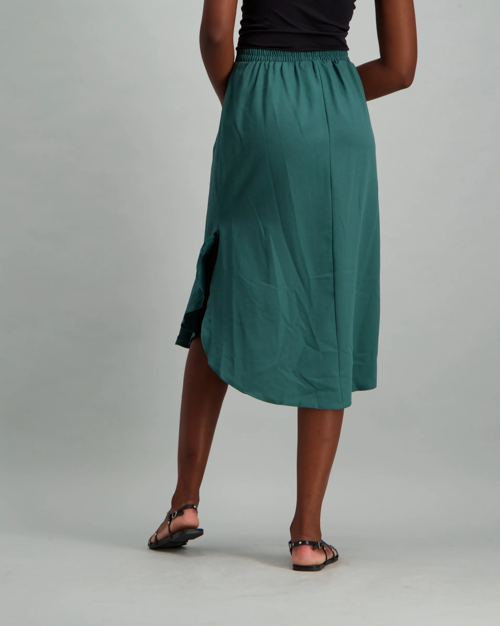 Buttoned Side Flare Detail Skirt - Sage - Image 4