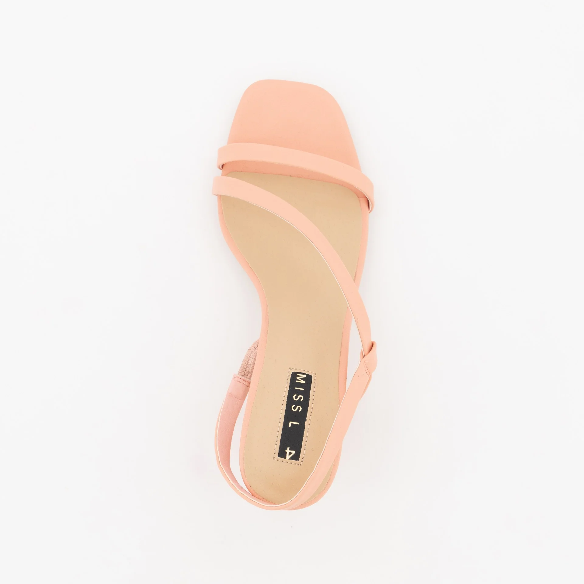 Coloured  Back Strap Smokey Perspex Block Heel - Coral - Image 3