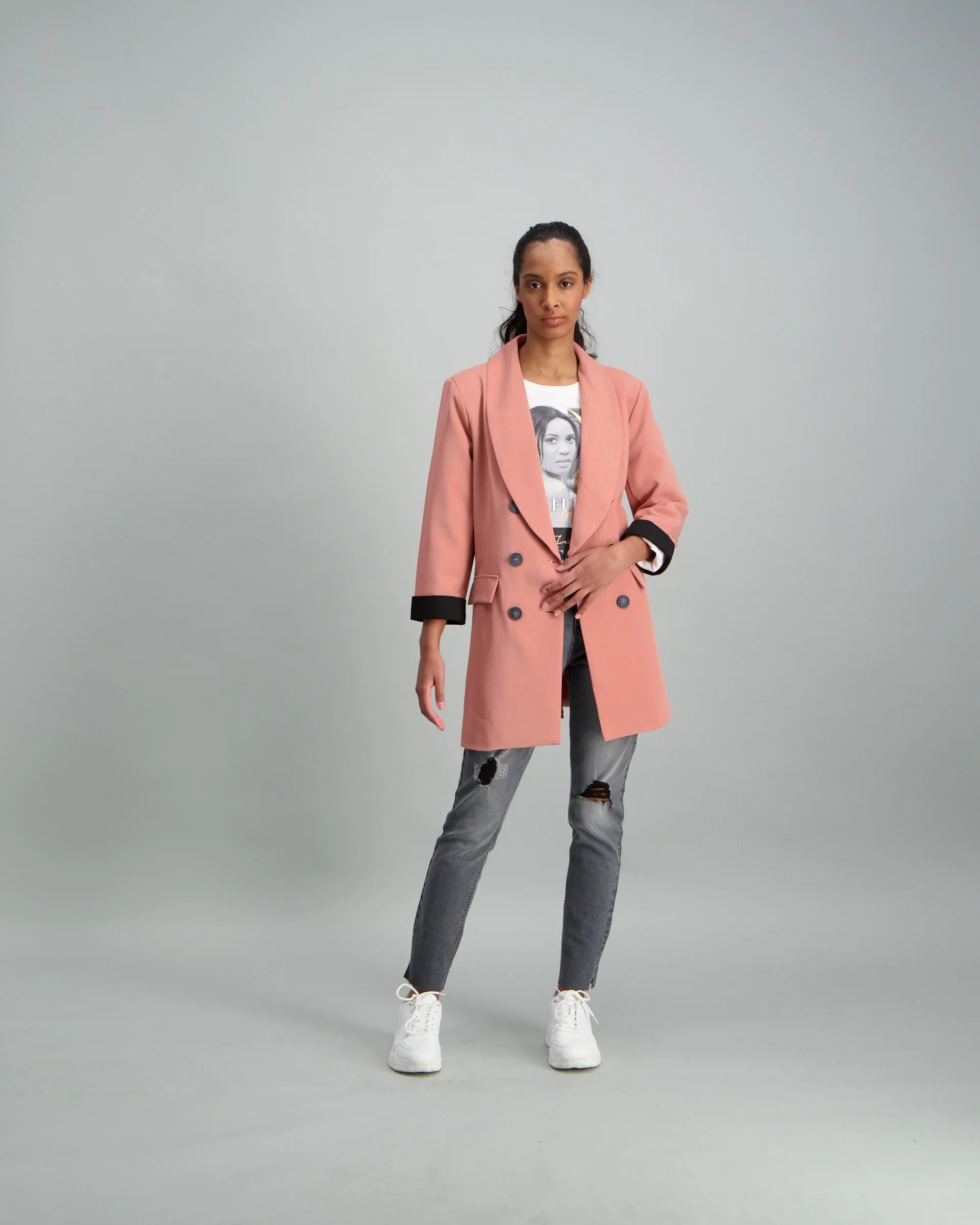 Contrast Cuff Detail Blazer - Image 2