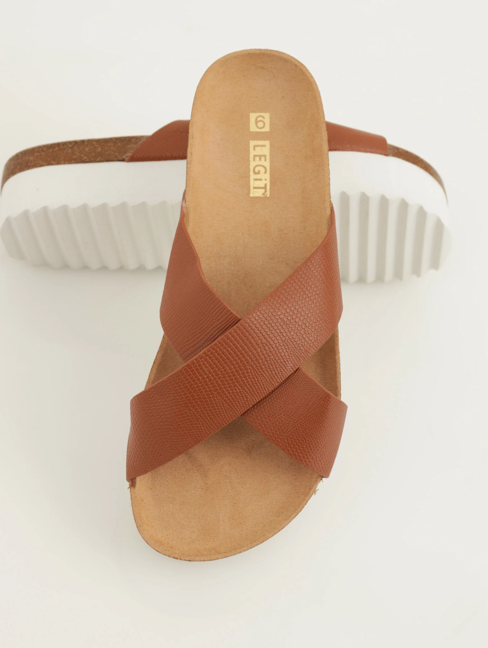 Criss Cross Platform Sandal - Tan