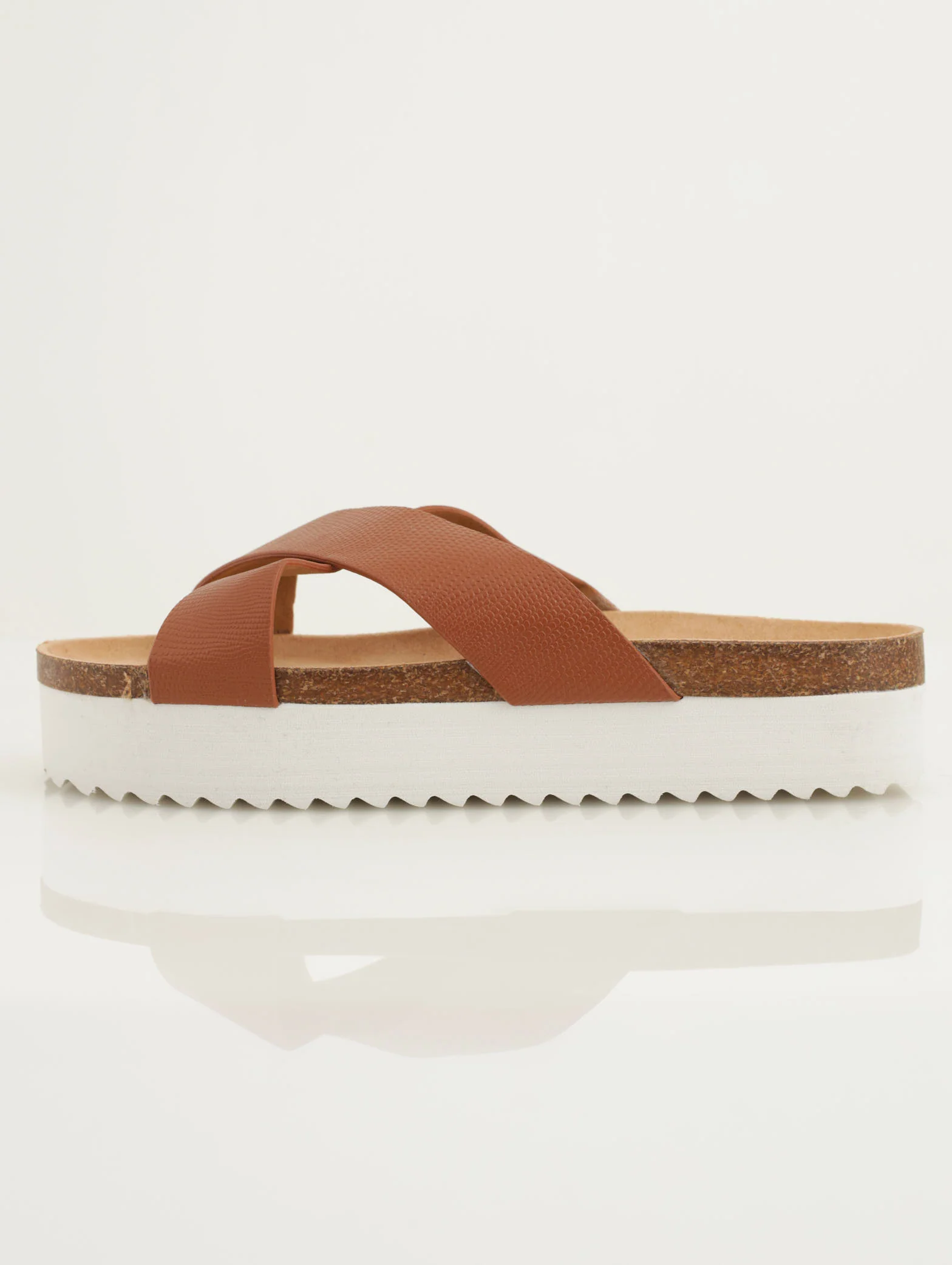 Criss Cross Platform Sandal - Tan - Image 2