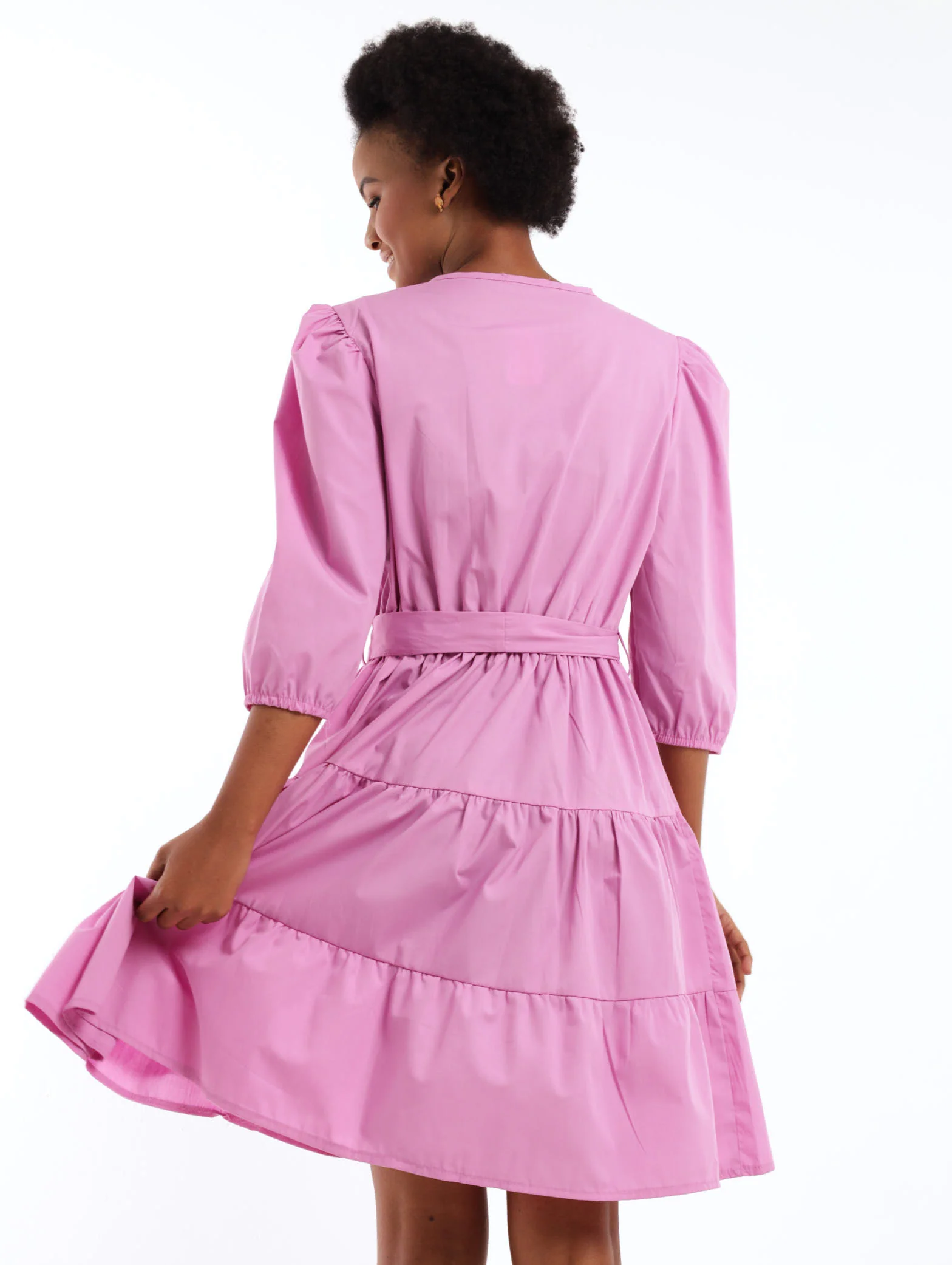 Cross-over Tiered Dress - Lilac - Image 4