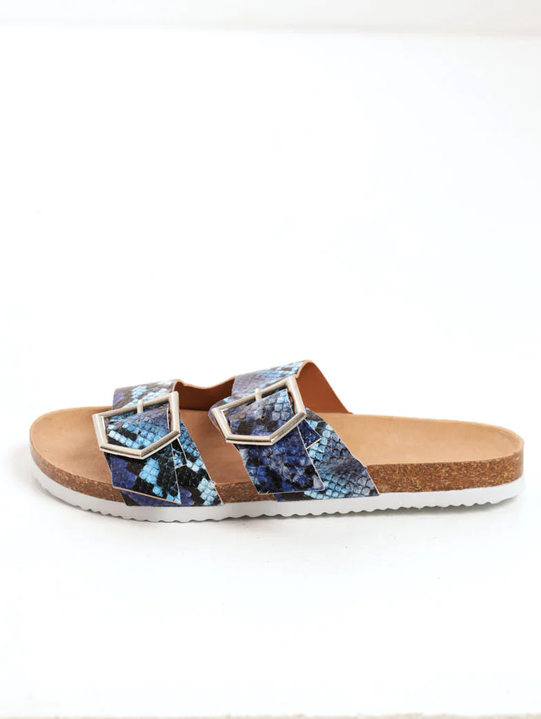 Cross-Snake Mule Sandal - Blue/Black - Image 2
