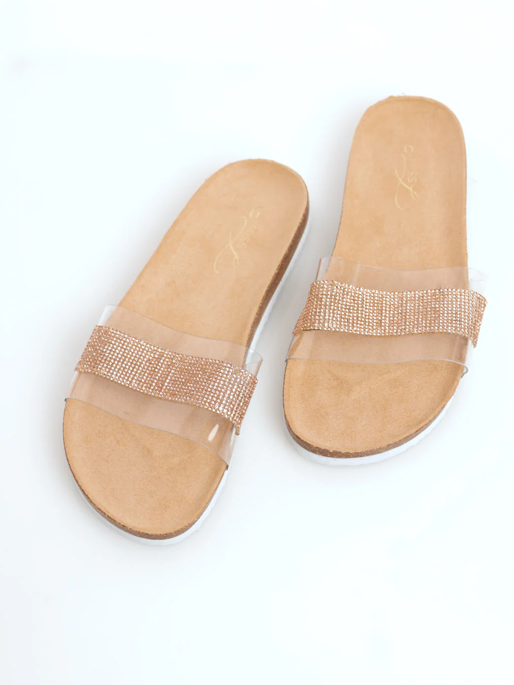 Cross Vinyl And Diamante Mule Sandal - Clear