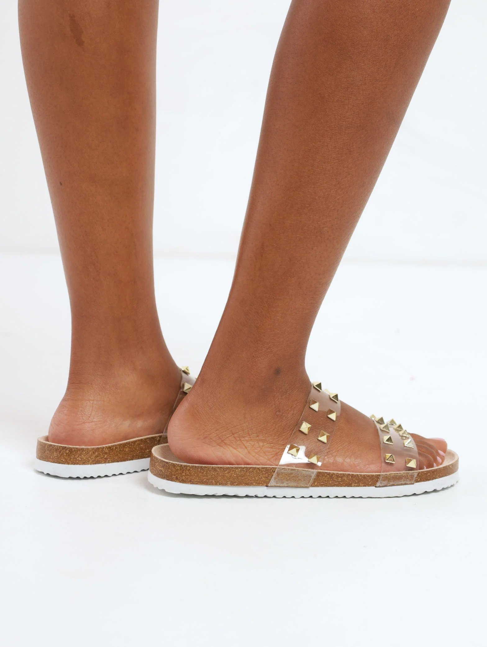 Cross Vinyl Double Strap Mule Sandal - Clear - Image 3