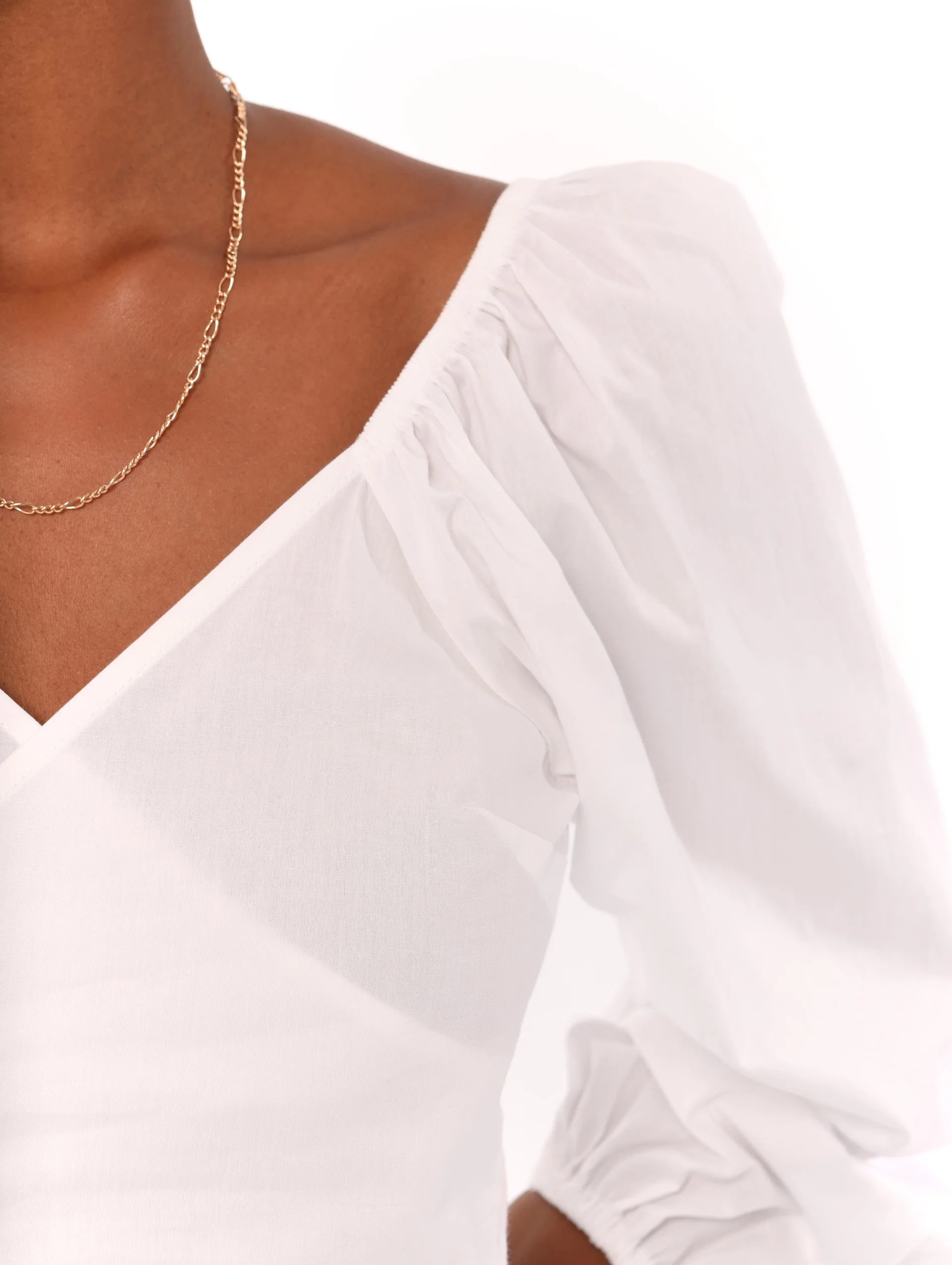 Crossover Front Puff Sleeve Blouse - White - Image 6