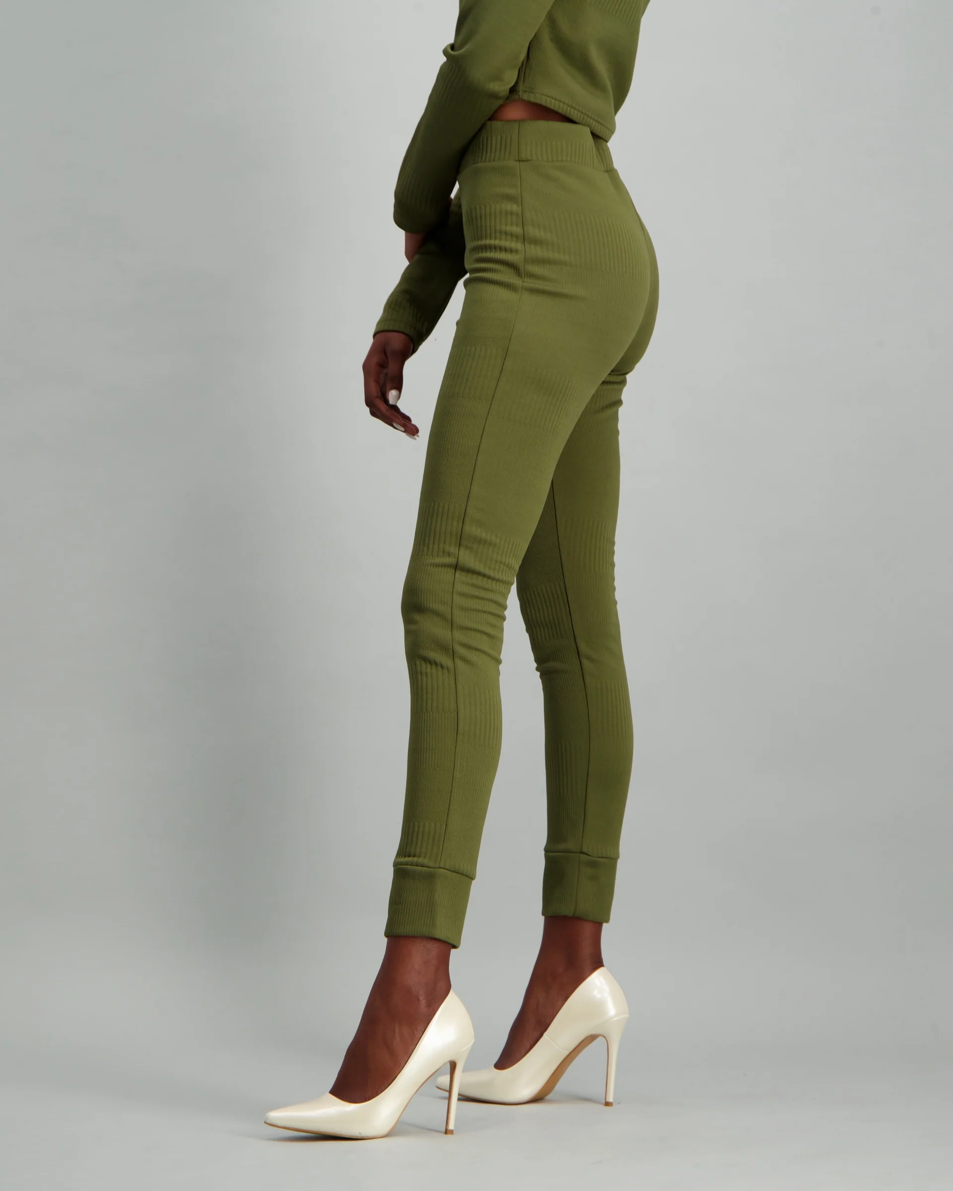 Cuffed Rib Leggings - Fatigue - Image 3