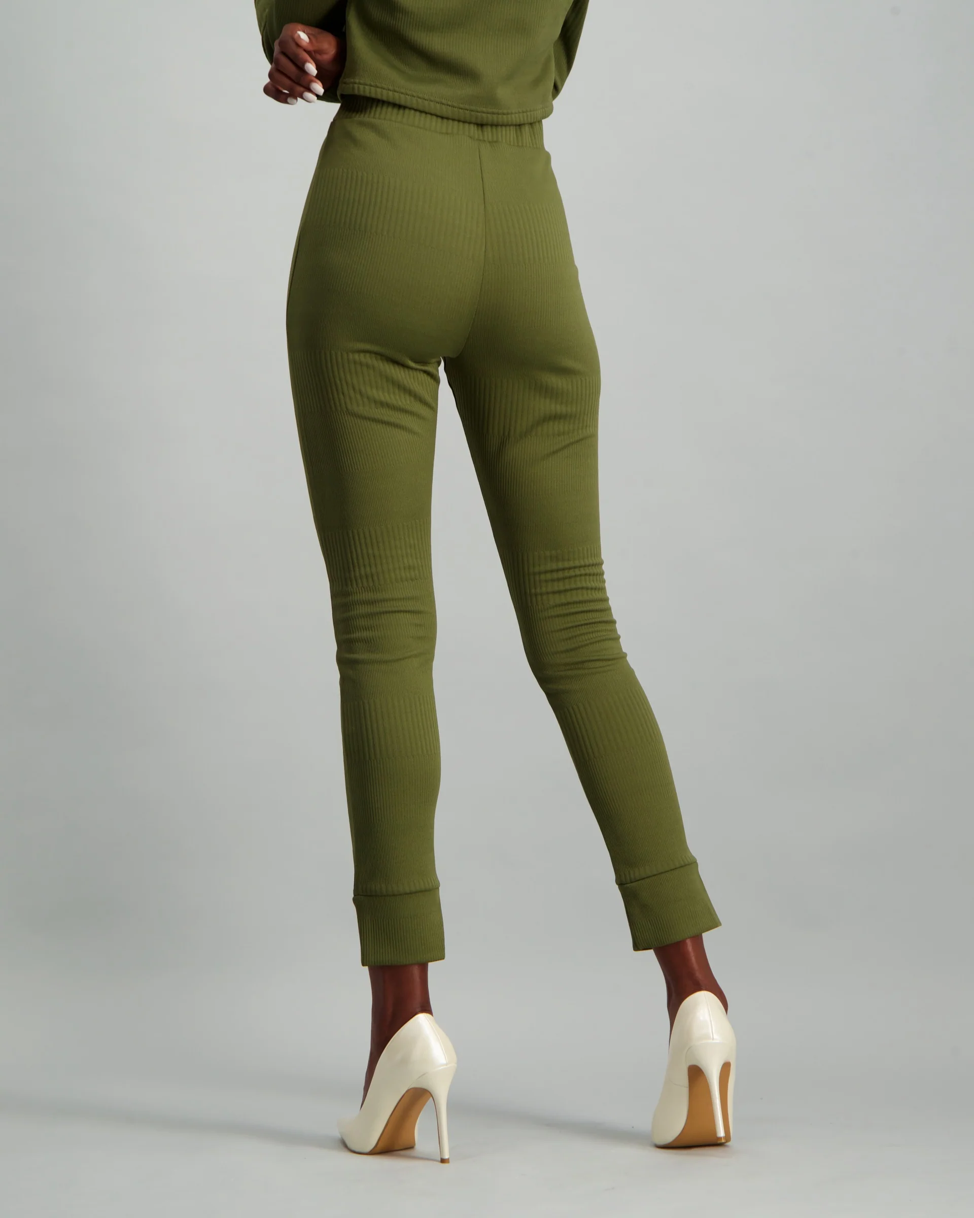 Cuffed Rib Leggings - Fatigue - Image 4