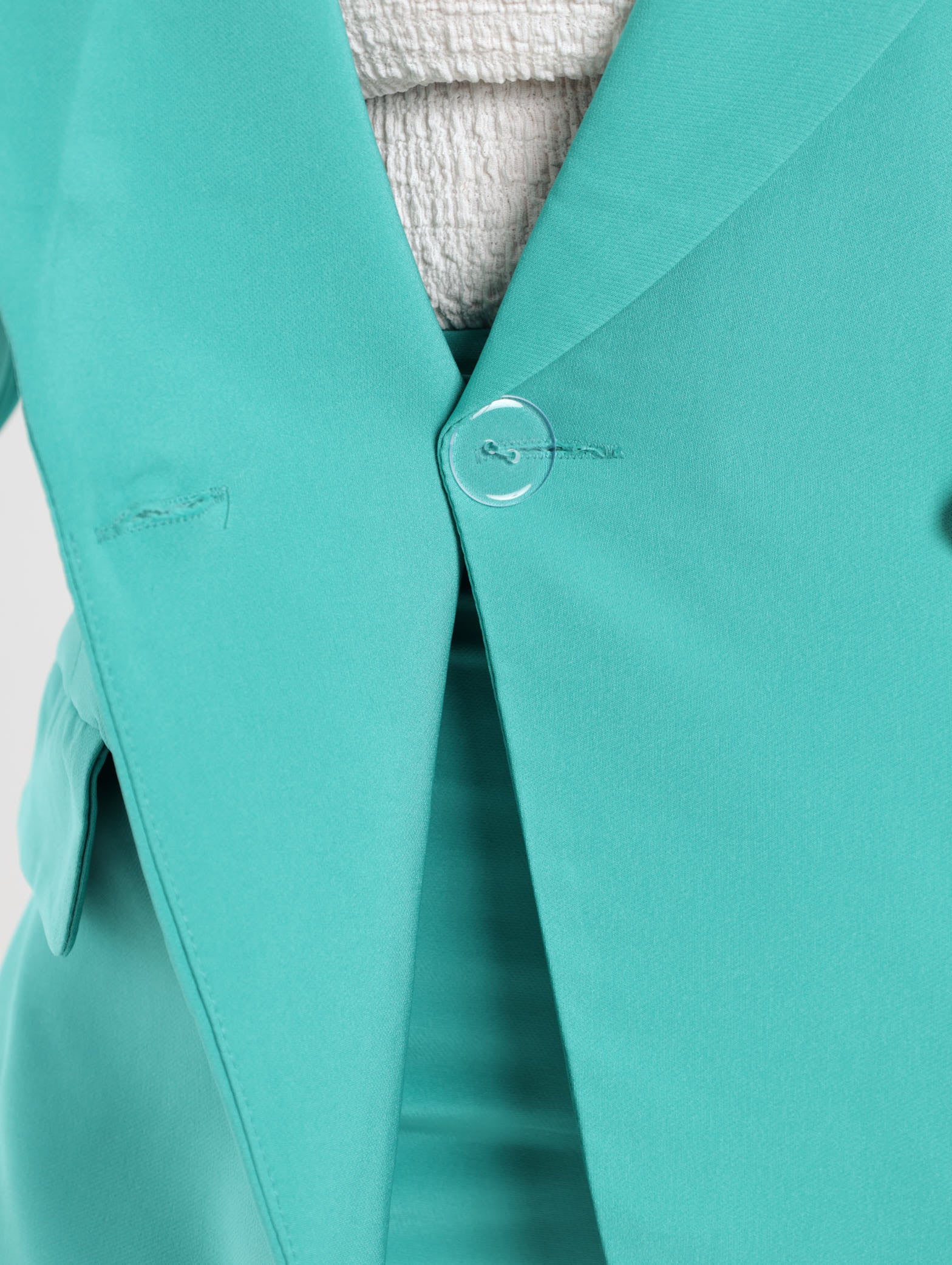 Curved Hem Blazer - Aqua - Image 5
