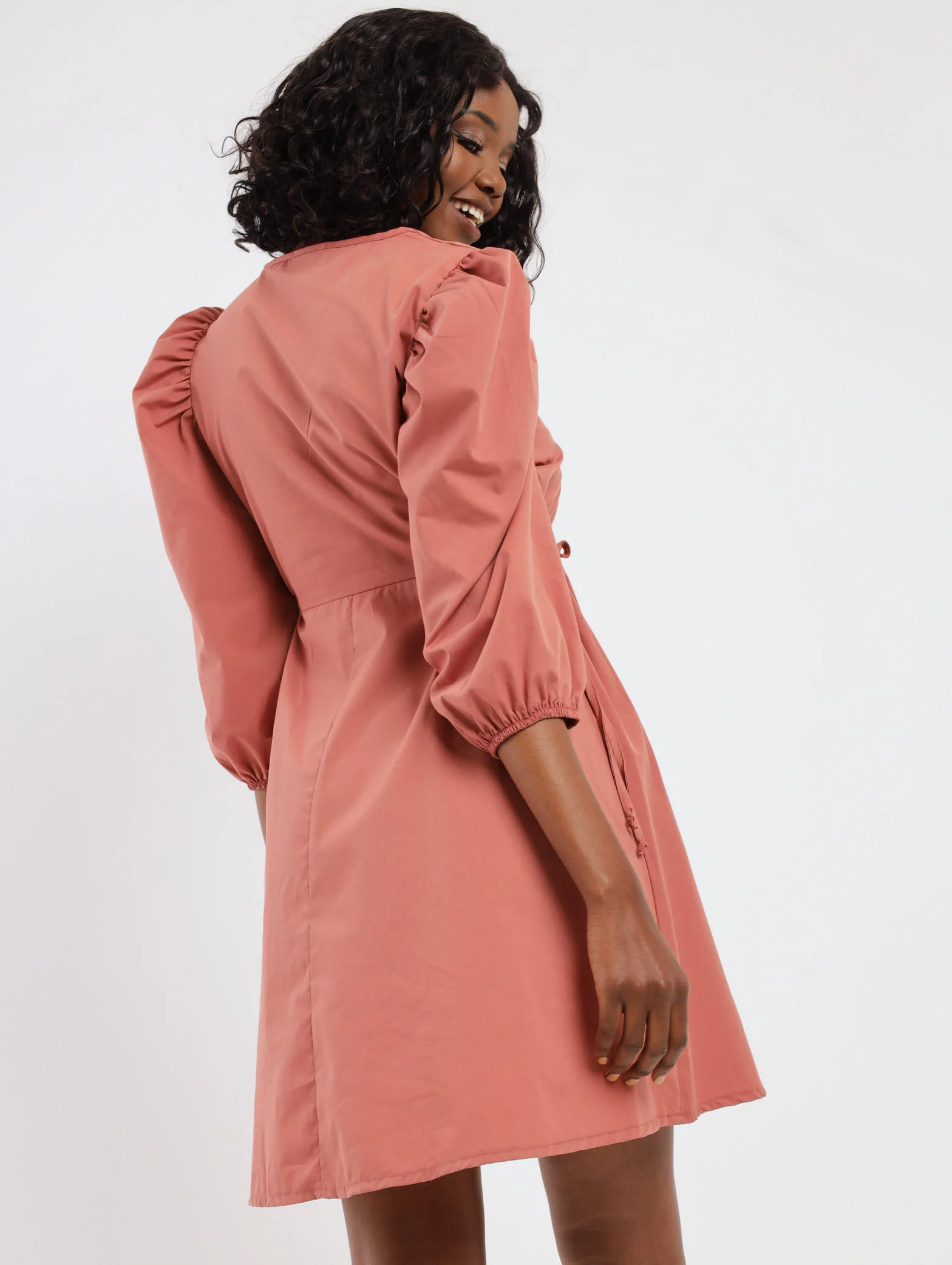 Cut Out Waist Poplin Dress - Blush - Image 4