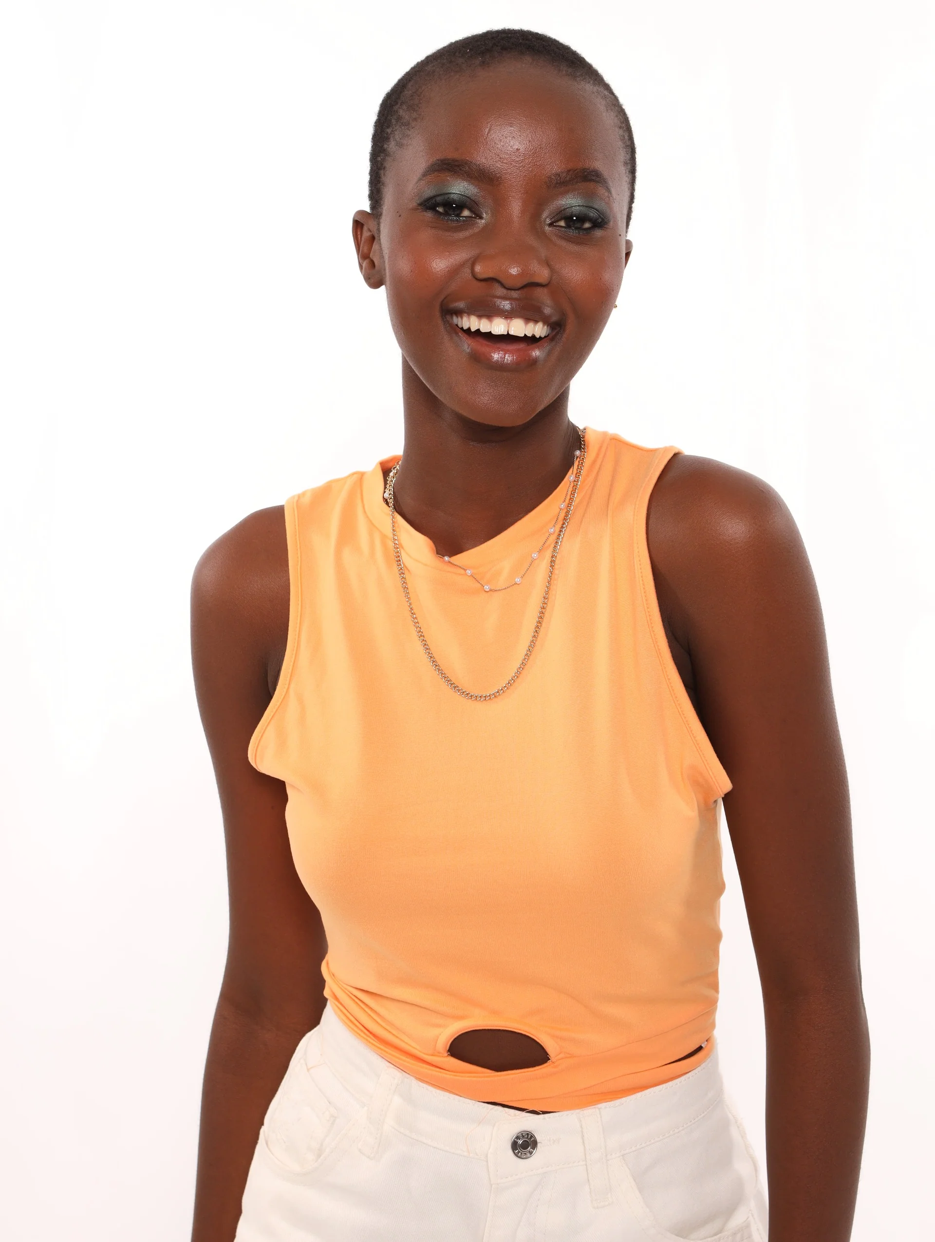 Cut-Out Waist Tank - Orange