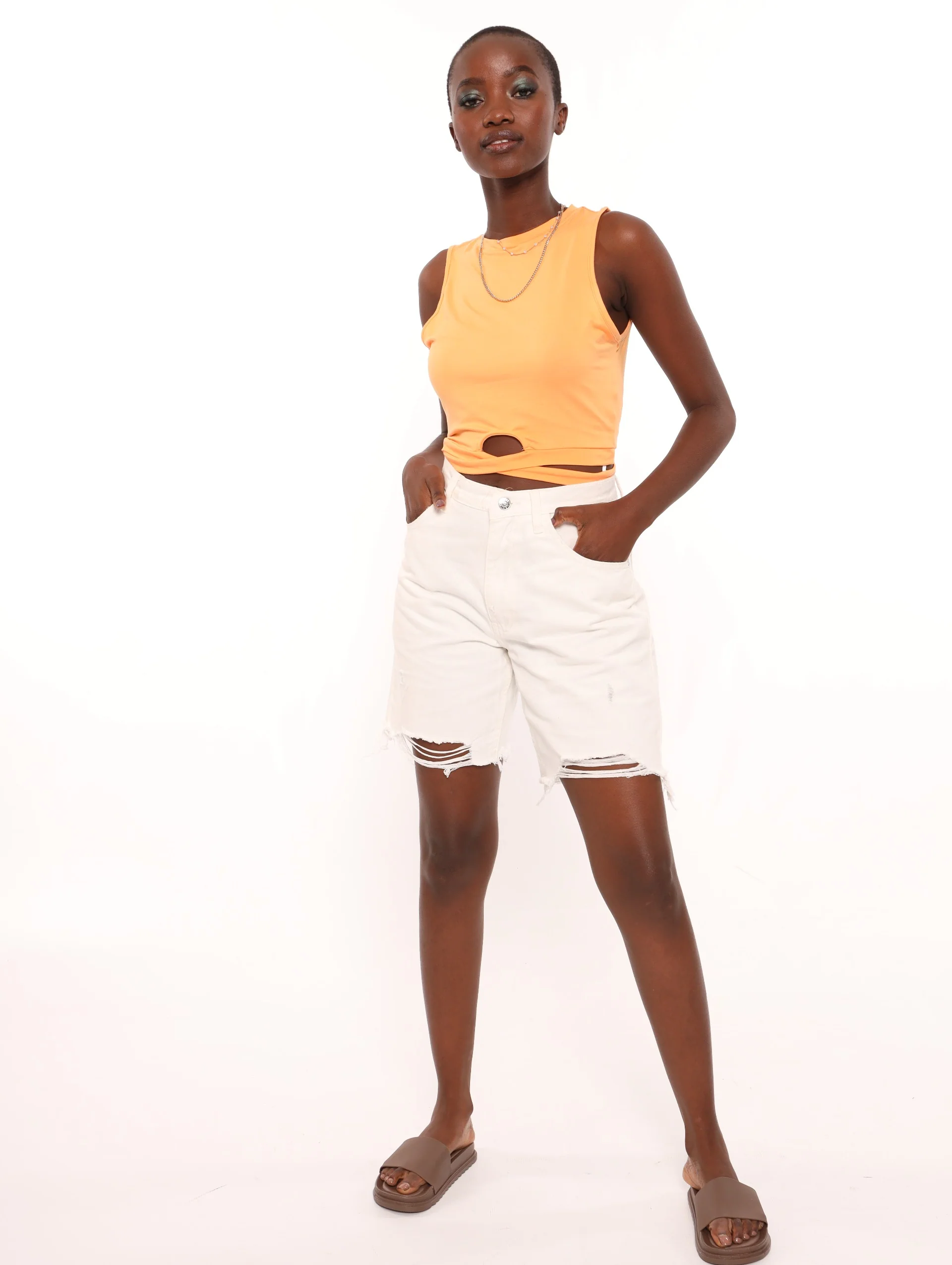 Cut-Out Waist Tank - Orange - Image 4