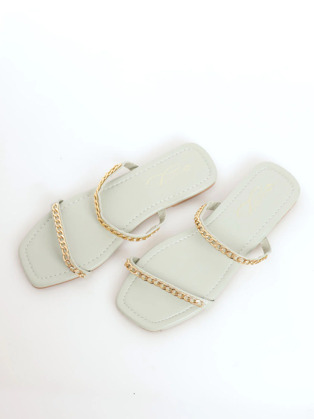 Dainty Double Strap Mule Sandal - Sage