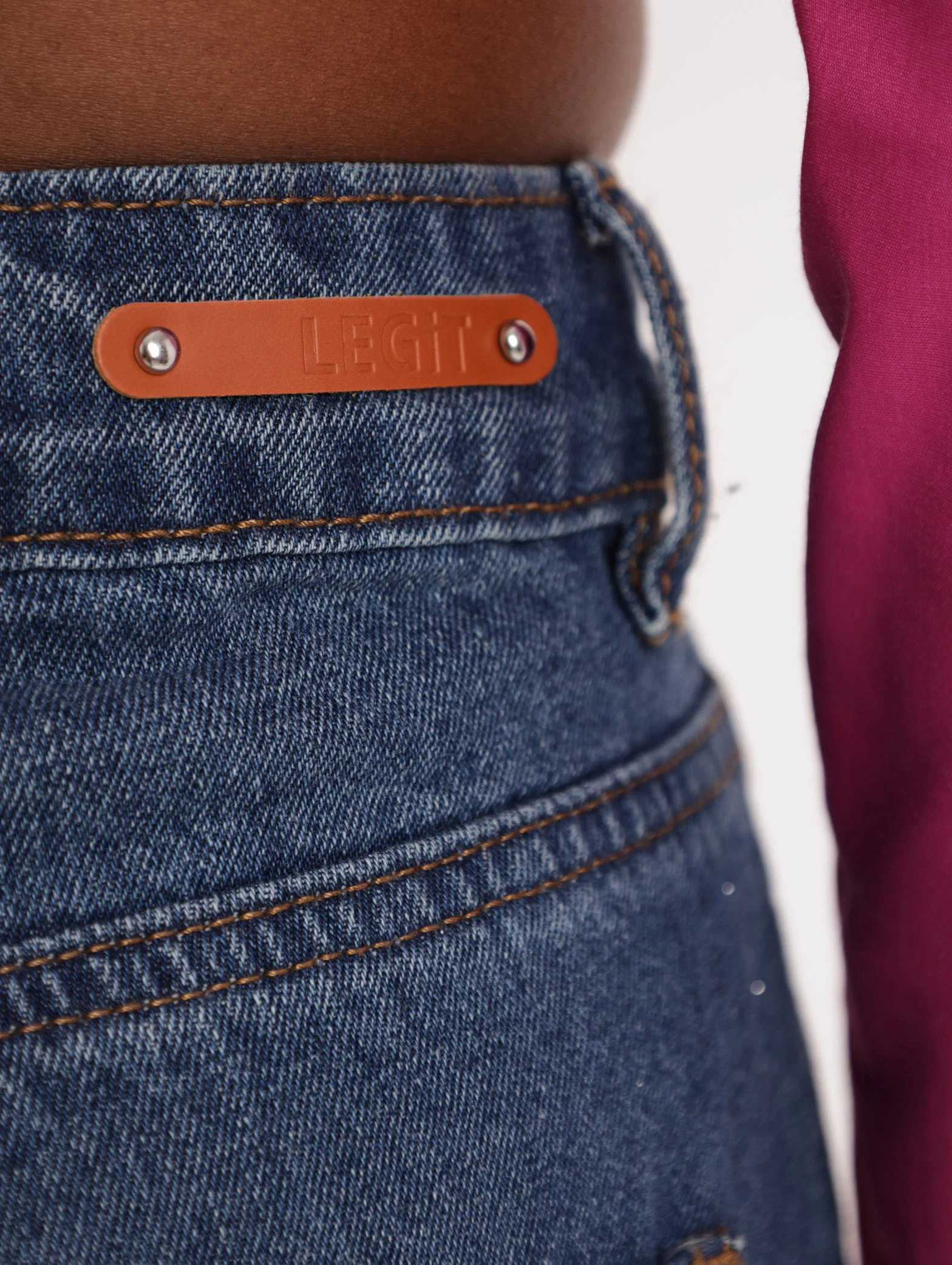 Dark Wash Ink Slash Thigh Denim Mom Jean - Image 4