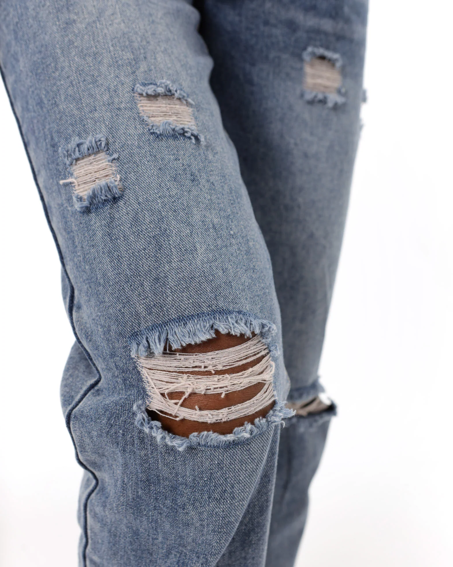 Dark Wash Slash Thigh Mom Demin Jean - Image 4