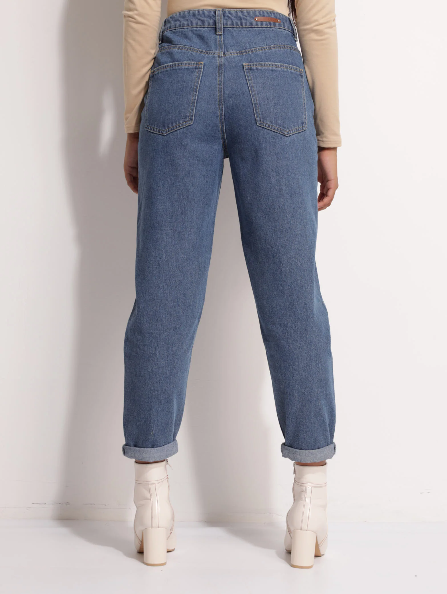 Dark Wask Ink Heavily Abraised Mom Denim Jean - Image 3