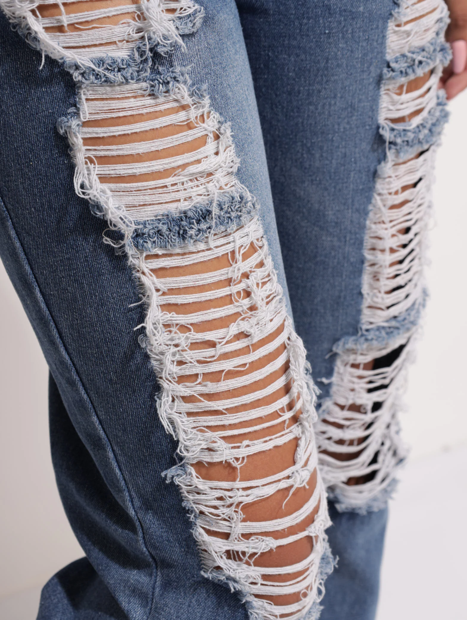 Dark Wask Ink Heavily Abraised Mom Denim Jean - Image 5