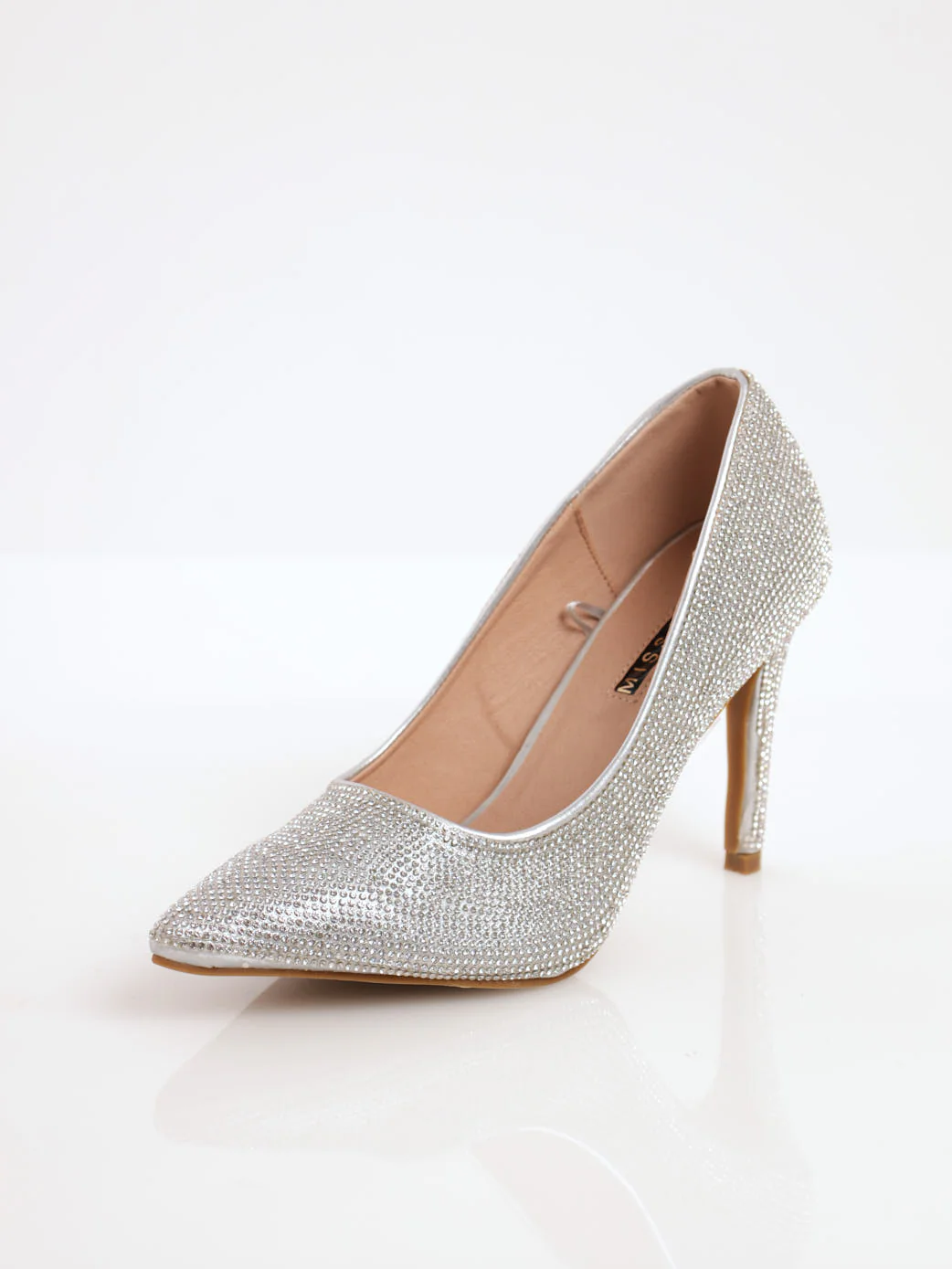 Diamante Court High Stiletto Heel - Silver - Image 2