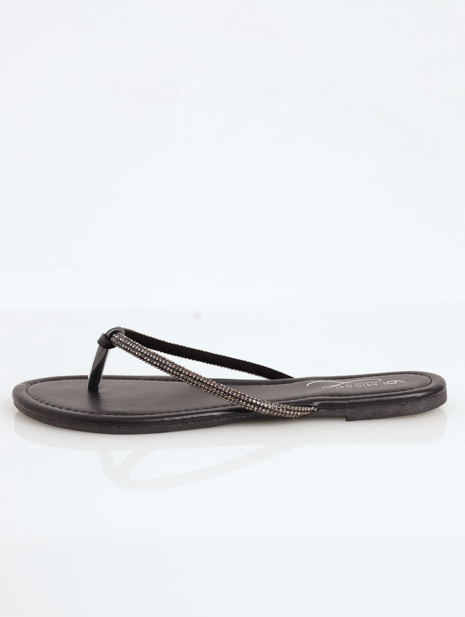 Diamante Tube Dainty Thong Sandal - Black - Image 2