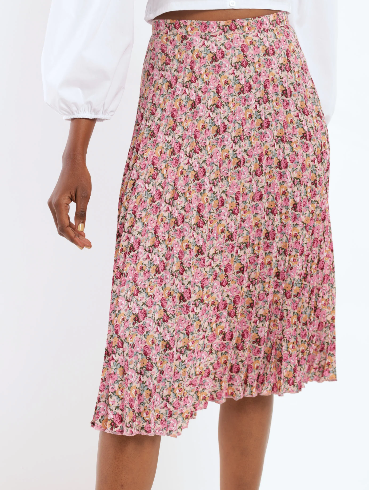 Ditsy Pleated Midi Skirt - Floral
