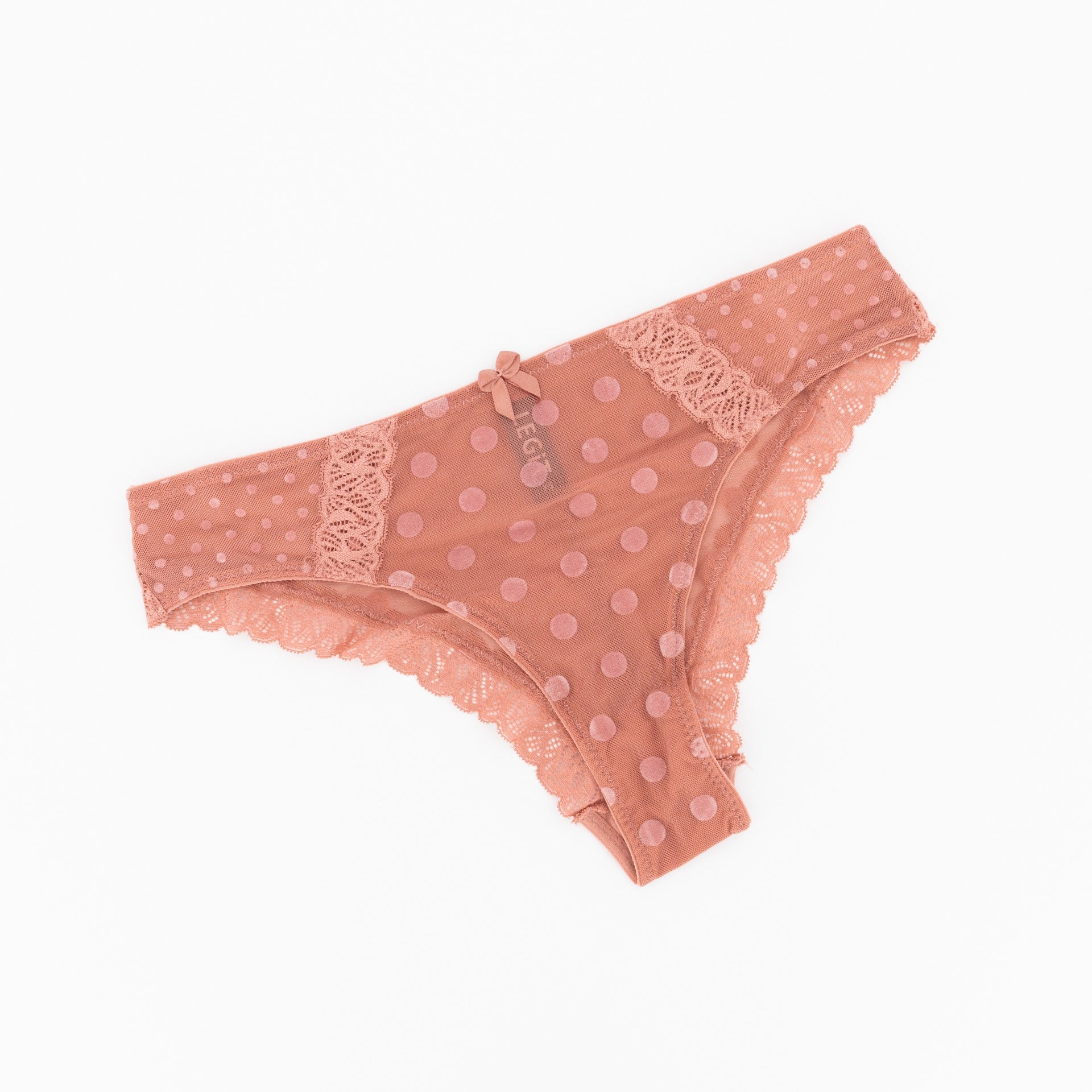 Dot Mesh Brazilian Panty - Mink