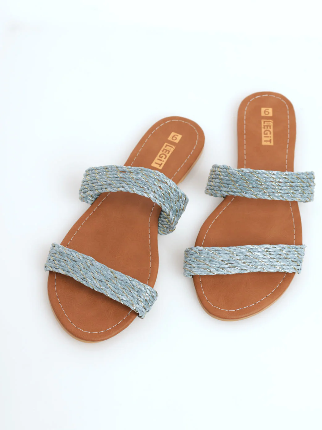 Double Band Twist Weave Mule Sandal - Blue